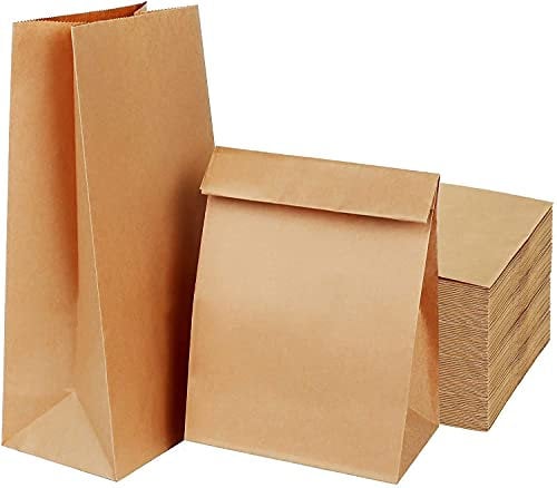 50 pieces Paper Bags (30x10x15.5cm) Brown,Paper Food Bags for Groceries,Snacks,Biscuits,Birthdays,Christmas Parties and Weddings
