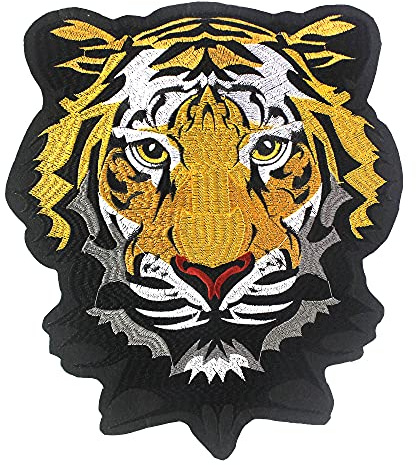 Große Tiger Stickerei Patches Eisen auf Tier Aufkleber für Kleidung Lederjacke Backpatches