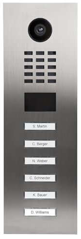 DoorBird D2106V IP Video Türstation für 6 Wohn-/Gewerbeeinheiten | Video-Türsprechanlage mit 6 Ruftasten, RFID, HD-Video, Bewegungssensor, in Edelstahl V2A