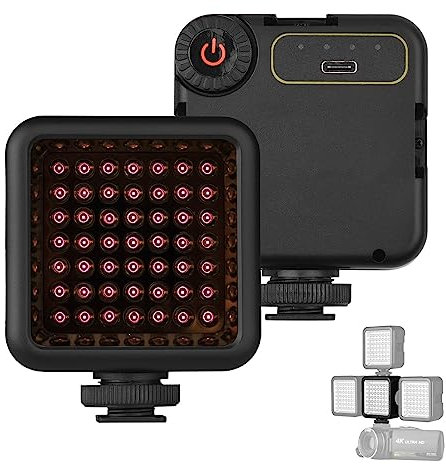Camnoon Mini IR Nachtsichtlicht Infrarot-Fotolicht Videolicht für Videokamera Camcorder Eingebauter Akku mit 3 Kaltschuhhalterungen für Fotografie, Live-Übertragung, Interview