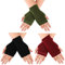 Geyoga 3 Paar Fingerlose Handschuhe mit Daumenloch Halbfinger Stricken Fäustlinge für Männer Frauen (Schwarz, Weinrot, Armeegrün)