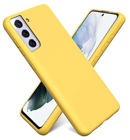 CoolGadget Schutzhülle TPU für Samsung Galaxy S21 FE, Silikonhülle, stoßfest, Kratzfest, kabelloses Laden, weiche Innenseite, Gelb