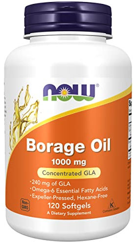 Now Foods, Borage Oil (Huile de Bourrache), 1.000mg, 120 capsules molles, Sans Soja, Sans Gluten, Sans OGM
