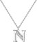 cotigo - Buchstaben-Halskette Damen aus Edelstahl mit funkelndem Zirkonia-Stein, Buchstaben Initialen-Anhänger A-Z - Geschenk für Damen, Muttertag, Jahrestag (N - Versilbert)