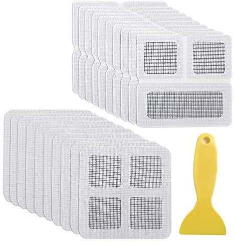 NewZC Fliegengitter Reparatur Set 20 Pcs Fliegengitter Fenster Reparatur Reparaturflicken Insektenschutz Reparaturflicken für Fenster Tür Loch von Fliegengitter Verschließen -Grau