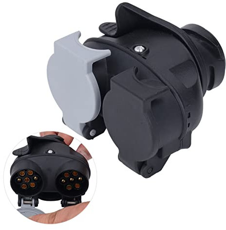 EBTOOLS Adaptador de remolque de 13 pines a doble 7 pines, enchufe de conversión de metal ABS 12 V 12 N 12S para remolque, caravana, refrigerador, aparato