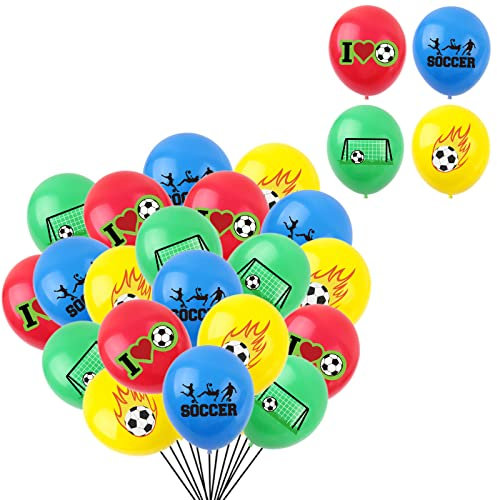 Football Balloons for Boys,Football Print Balloons Party Decorations, 24pcs 12inch World Cup Balloons Soccer Ball Latex Balloons for Kids,Boys,Football Fans Birthday Party,World Cup Party Supplies