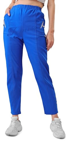 femiss Pantalon long taille haute avec élastique pour femme, pantalon doux, extensible, léger et décontracté, bleu marine, 46