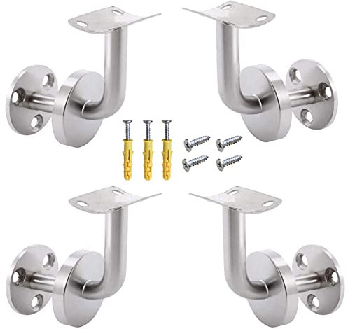 YouYuer 4PCS Soportes de Pasamanos de Acero Inoxidable con Tornillos Soportes de Barandilla Escalera para Barra de Soporte de Pasillo de Barandilla de Escalera Colgante de Pared Interio