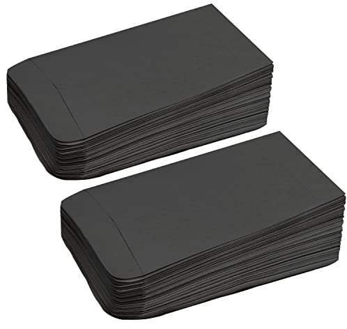 100 Stück kleine schwarze Umschläge, Mini-Samenumschläge, Samenpakete, Kraftpapier, Münzumschläge, Geldumschläge für Löhne, Samen, Münzen, Perlen oder Briefmarken (10 x 6 cm/3,9 x 2,4 Zoll)