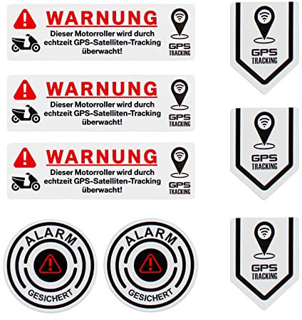 BIKE-label Anti Diebstahl Sticker 8 Stück GPS Alarm Aufkleber für Motoroller Handy Laptop X900267VA
