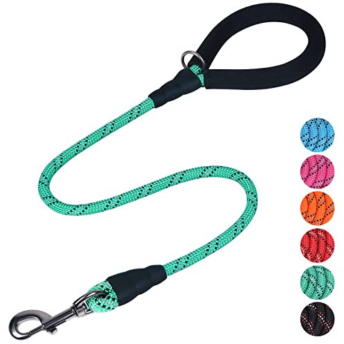 VIVAGLORY Hundeleine Roperex Leine Hund, Hundeleine Führleine mit Gepolstertem Griff & Schlaufe für Hausleine Joggingleine, Extra Stark & Starke für Hunde, 90 x 0.8cm, Türkis