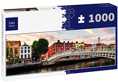 Lais Puzzle Ha Penny Bridge in Dublin bei Sonnenuntergang, Irland, Panorama 1000 Teile Panorama