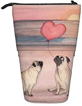 Teleskop-Federmäppchen, Valentinstag, Mops, Liebe, Ballon, Persönlichkeit, Stiftehalter mit Reißverschluss, Make-up-Tasche