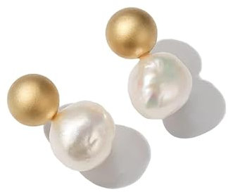 HUGETOMATO Barockperlen Ohrstecker mit 925er Silber-Post, Echte Süßwasser-Barockperlen (8mm) & Handgefertigt, Elegante Perlenohrringe für Damen, Hypoallergen, Hochzeit, Alltag, Geschenk
