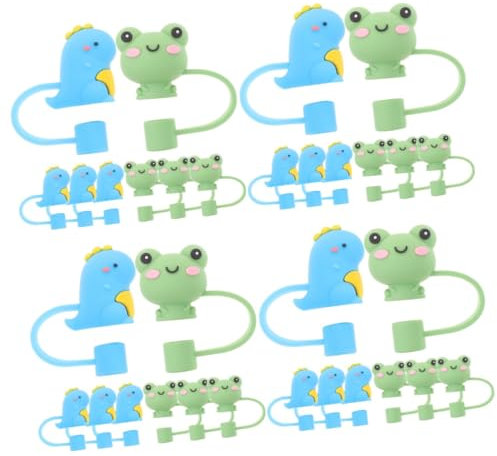 Abaodam 32 Pièces Bouchon De Paille De Dessin Animé Pailles En Silicone Bouchon De Paille En Silicone Conseils Sur Les Pailles Ventouse Couvercle De Protection Gel De Silice Le Chat