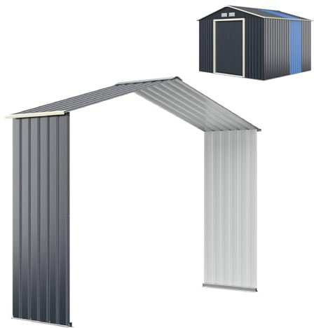 TANGZON Metal Garden Shed and Extension Kit, Galvanized Roof Tool Storage House with Lockable Doors & 4 Vents, Outdoor All-Weather Bike Shed (Shed Extension Kit ONLY)