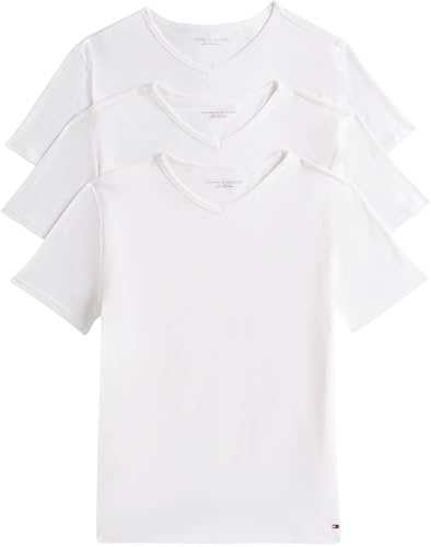 Tommy Hilfiger Herren 3er Pack T-Shirts Kurzarm Stretch V-Ausschnitt