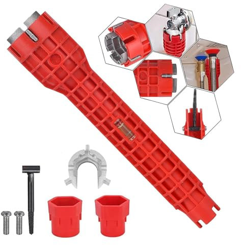 JENCVNL Herramienta de instalación de grifo y fregadero 8 en 1, llave multifunción para grifo, llave para fregadero, llave para grifo, llave para tubo de agua para inodoro, fregadero, baño, cocina