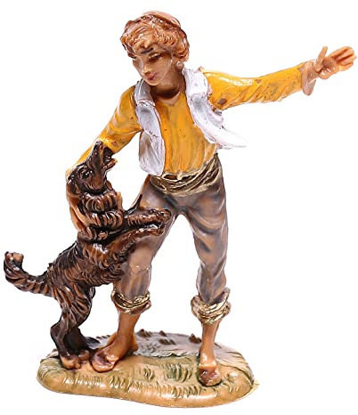 Holyart Junge mit Hund für 4 cm Krippe von Fontanini