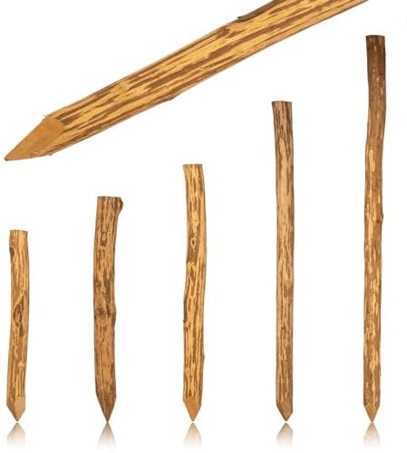 BooGardi Zaunpfahl Haselnuss imprägniert Länge 105 cm 5er Set · viele Größen · angespitzte runde Holzpfosten · Staketenpfosten für Staketenzaun · Baumpfähle