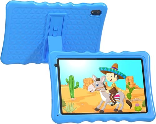 Byybuo Kids Tablet, 10.1 pollici Android 13 Tablet per bambini, 32GB ROM 5000mAh, Tablet per bambini con Bluetooth, WiFi, Controllo genitori, Doppia fotocamera, Custodia antiurto (Blu)