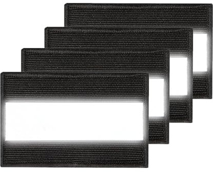 HIOQFR 4 PCS Reflektierende Sicherheitsflicken Reflektor Patch Rucksack Patches Klett Leuchtend Reflektierender Aufnäher Reflektoren Klett Sicherheitspatch mit Klettverschluss für Nachtsport-Schwarz