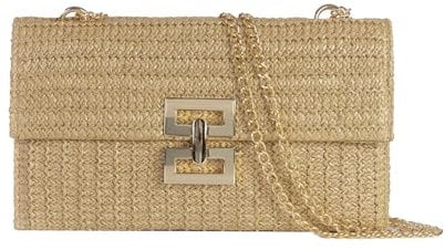 Straw Clutch Purses for Women Summer Beach Evening Handbags Boho Woven Envelope Wallet Flap Chain Crossbody Shoulder Bag