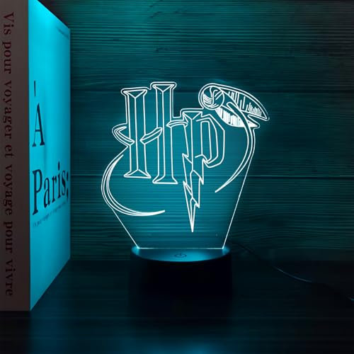 Deluisho Anime 3d Ha-rry Lampada, Ha-rry Po-t Lampada, Luce Notturna 3d Luci, 16 Colori Smart Touch, Luce Notturna Visiva Stereoscopica Dimmerabile, Regalo Perfetto per i Bambini