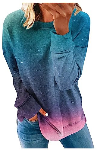 HAOLEI Damen Sweatshirt Herbst Und Winter, Günstig Pullover Hochwertige, Sportjacke Casual Rundhals, Pullunder Langarm, Mode Bedrucktes Top Sweatshirt Ohne Kapuzen, Sweater Weich Und Bequem