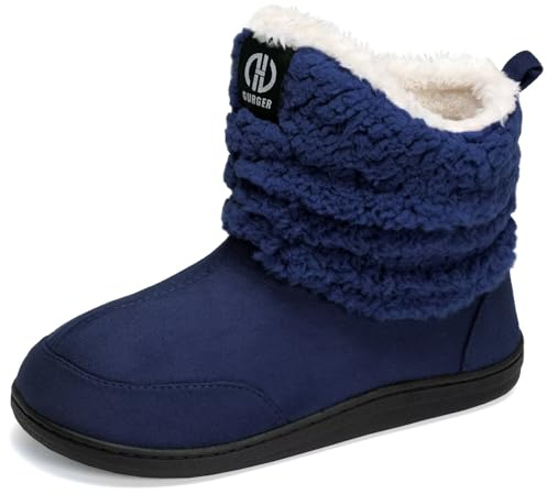 JEBUKTXE Herren Damen Hausstiefel Warm Plüsch Gefüttert Hausschuhe Geschlossen Rutschfeste Hüttenschuhe