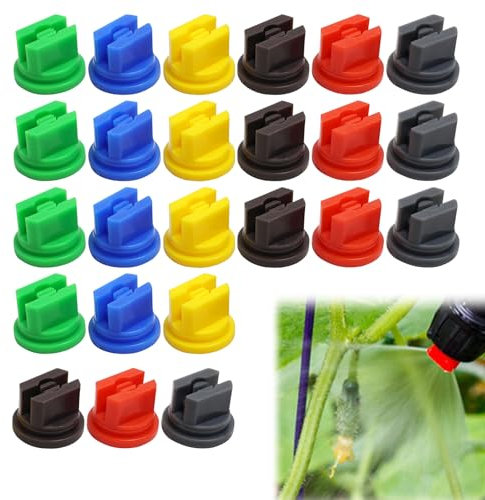 24 PCS Spraying Spray Nozzles Tips 110 Degree Flat Fan Shape 0.15-0.6mm Pore Replacement Nozzles Plastic Assorted Set for Garden Hose Knapsack Spraying Weed Killing in Agriculture Forestry