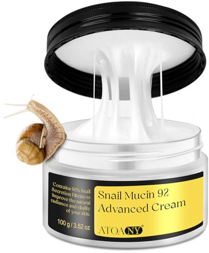 Schneckenschleim 92% Advanced Cream, Schnecken-Kollagen Creme für tiefe und intensive Hydratation - Daily Face Gel Moisturizer für trockene und empfindliche Haut (3.52OZ)