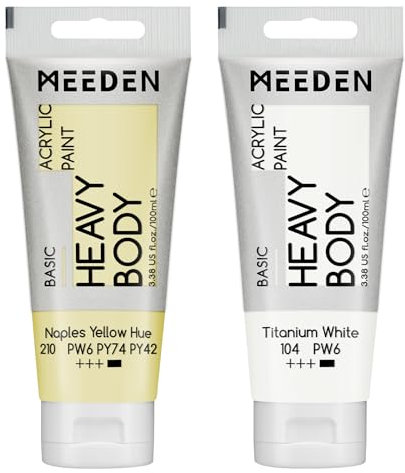 MEEDEN Peinture Acrylique Teinte Jaune Naples: 100 ml Tube Peinture Acrylique Epaisse avec Couleur Blanche Titane Supplémentaire pour Toile Art Peinture