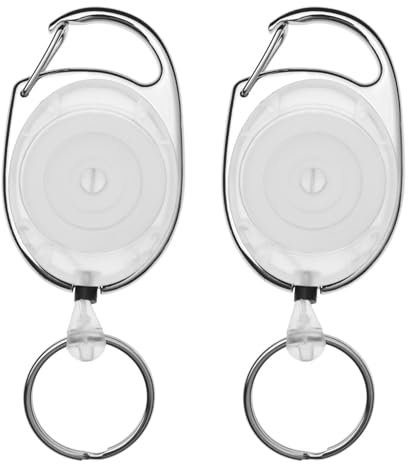 linie zwo ®, 2 Stück ausziehbare Schlüsselanhänger mit Karabiner, Weiß