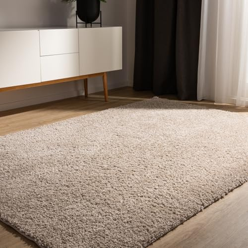 benuta Basic Hochflorteppich Teppich Wohnzimmer Sohari - Beige 200x250 cm - Minimalistischer Look - Weich & Waschbar - Für Schlafzimmer, Flur oder Esszimmer - Geeignet für Fußbodenheizung