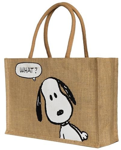 Kanguru Handtasche Damen Snoopy Design, Grosse Jutebeutel Einkaufstasche mit Henkel, für Uni und Arbeit – Chic, Elegant, Robust, Ästhetisch, Ideal als Einkaufskorb und geschenkidee, bedrukt tasche
