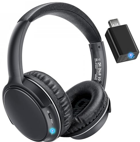 makemate Wireless Headphones for TV, BKM400 Bluetooth TV Headphones Wireless for Seniors with USB Transmitter, Higher Volume, No Audio Delay, 20hrs Playtime, 50m Range, White