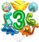 8 Stück Dino Geburtstag Deko 3 Jahre, Dinosaurier Folienballon 3 Jahre, Dino Luftballons, Geburtstagsdeko Junge, Dinosaurier Jungle Geburtstag Deko
