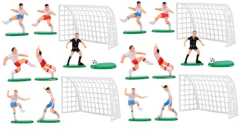 Zerodeko 2Sets Decorazioni Per Torte Tema Calcio Accessori Per Torte e Cupcake Con Miniature Giocatori e Porte Per Compleanno e Sportivi Facile Da Usare