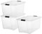 Iris Ohyama, Kunststoff-Aufbewahrungsbox mit Deckel, 45L, 3er-Set, Transparent, 98% recycelter Kunststoff, Verschlussclips, Griff, Stapelbar, Fürs Schlafzimmer, Ankleidezimmer, Büro, BPA-frei, BSB-45