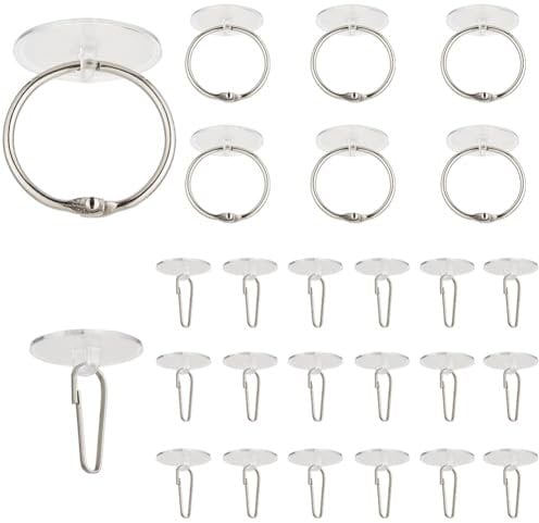 SOFPLATE 40 Sets 2 Styles Self Adhesive Ceiling Hanging Hook Wall Sticky Hooks with Rings Clear Seamless Small Disc Sticker Hanger for Christmas Festival Wedding Party Home Decoration Balloon Storage