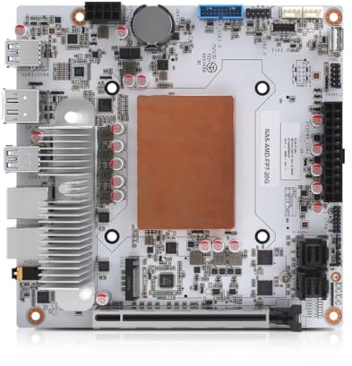 MNBOXCONET N7 NAS Motherboard Ryzen 7 8845HS 8 Bay, RJ45 10GBE LAN, ITX Mainboard PCIE x16 Slot, Mini Computer Board 2xNVMe(PCIe4.0 x4), DDR5 8GB RAM 128GB SSD, Triple Display