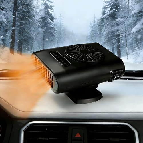 KQLHLHDYZ Portable Car Heater, 200W Car Heater for Vehicle,12V Fast Heating Windscreen Defroster Defogger, Car Heater That Plugs into Cigarette Lighter and Cooling Fan for All Cars