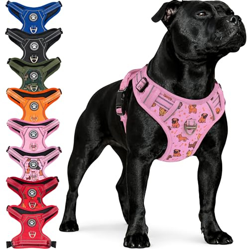 Reichstadt Pets Hundegeschirr Große Hunde 25RSP083 Puppy Parade Pink L | Verstellbares No-Pull Geschirr mit Griff & Reflektoren | Atmungsaktiv, Gepolstert & Strapazierfähig | Sicherheitsgeschirr