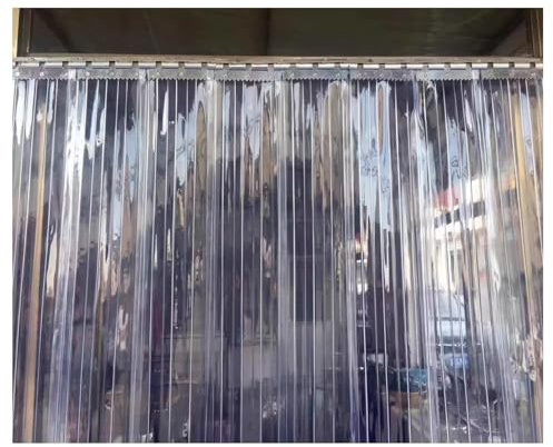 Rideau à Lanières en Plastique Transparent, Rideau à Lanières PVC, Isolant Porte Convient aux Entrepôts Usines Et Supermarchés Vinyle Robuste ，avec Accessoires(150x190cm/59.05x74.8in)