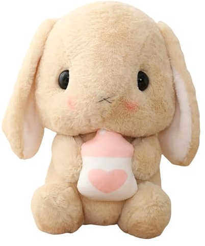 Hase Kuscheltier, Weißer Plüschhase mit Karotte, Niedliches Plüschhase Ostern Deko, Realistisches Langohr Stofftier zum Sitzen, Weiches Ostergeschenk für Kinder & Erwachsene, 22-75cm Mehrere Größen