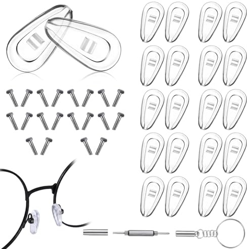 Mabor Glasses Repair Kit with Screw-in Nose Pads, Includes Screwdriver & Small Screws for Eyewear Maintenance