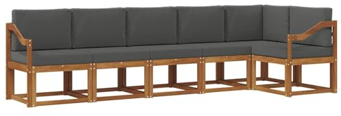 vidaXL Outdoor-Sofagarnitur mit Kissen 6 pcs Natur und Anthrazit, Modernes Garten-Sofa, Langlebiges Outdoor-Sofa-Set, Lounge-Möbel für die Terrasse, Bequeme Sitzgelegenheiten