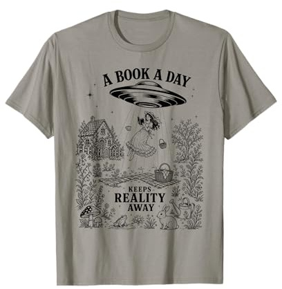 Un Libro al Giorno Tiene LA Realtà LONTANA Book Lover Avid Reader Maglietta